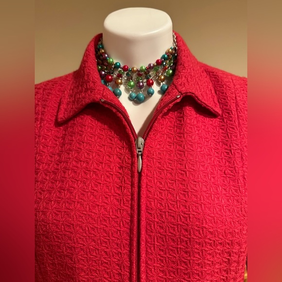 Coldwater Creek Pink Embroidered Geometric Design Zip Up Blazer Sz 8 Fully Lined - Picture 2 of 14